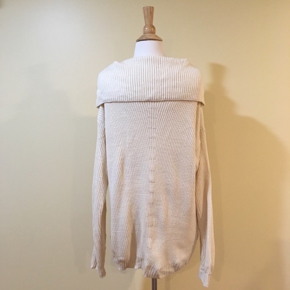 Chunky Knit Cowl Neck Slouchy Off Shoulder Sweater - Picture 7 of 8